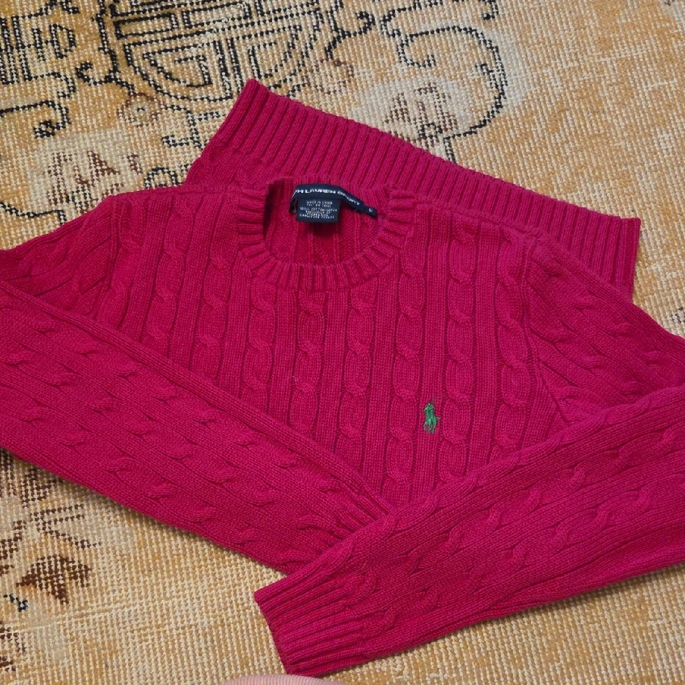 Ralph Lauren Sport Women's Fuchsia Cable Knit Sweater